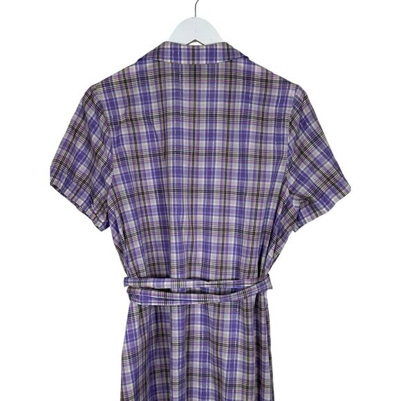 ModCloth Plaid To Know You Shirt Dress Plus Size 1X Purple Lavender - Picture 13 of 16